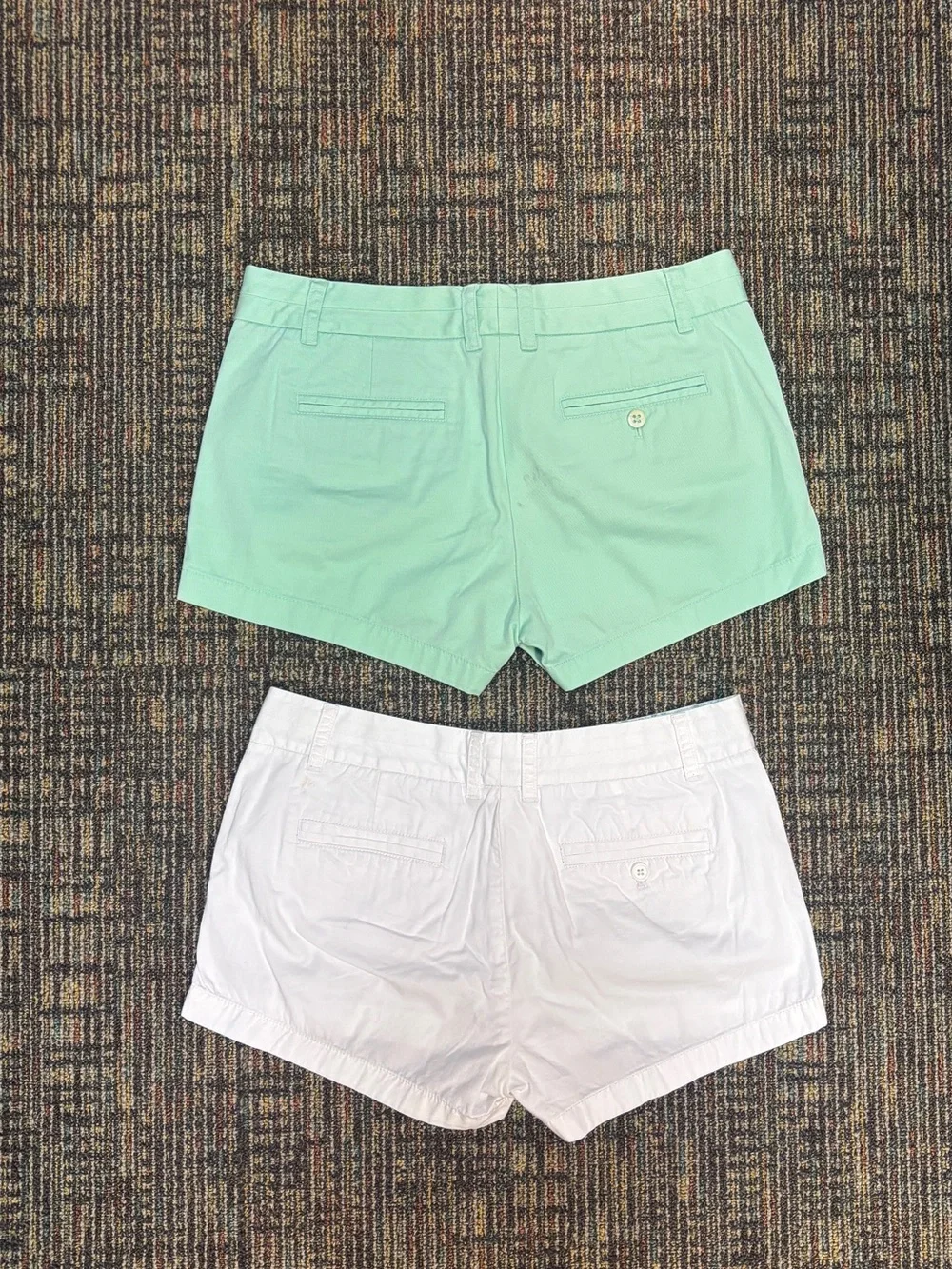 2x J. Crew W’s Sz 8 Broken In Chino Shorts in White and Mint Green